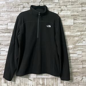 The North Face Mens Pullover Black Quarter Zip Fleece Sweater Size Medium